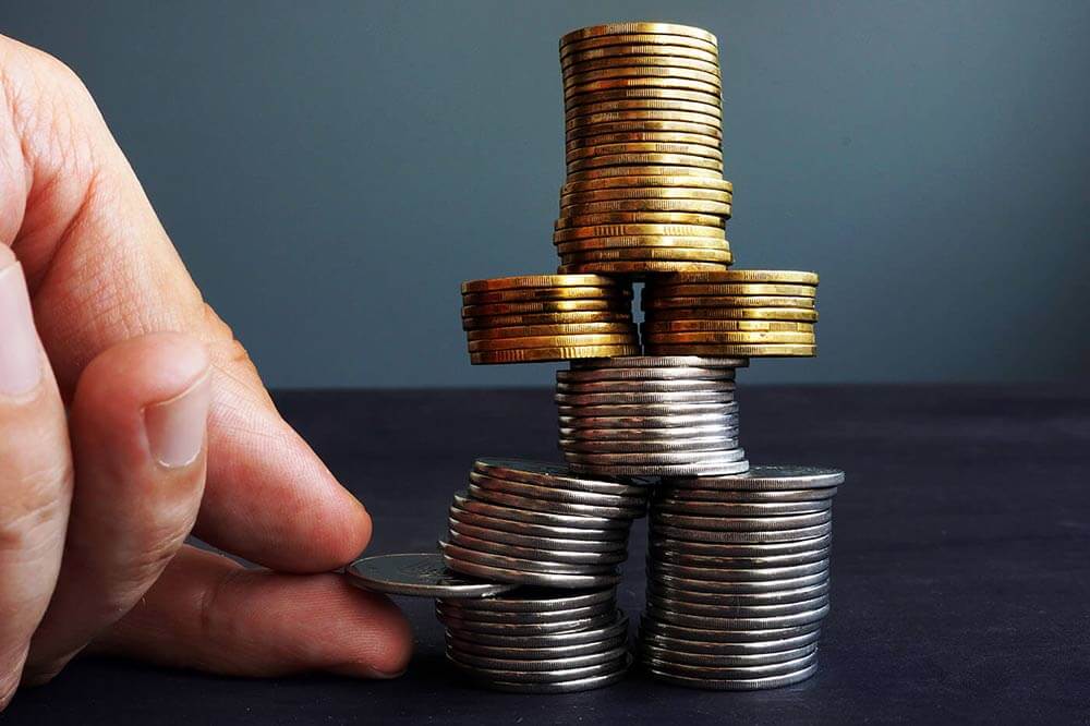Person with coins